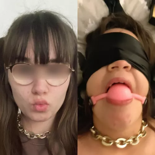 Tied, bound and gagged on the first date, her collar confirmed her desires