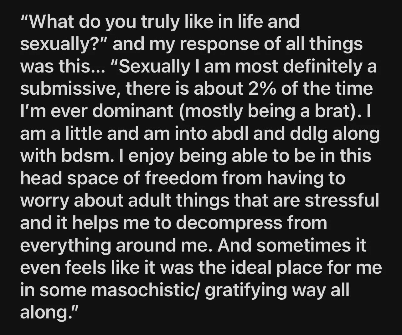 To be completely honest I got asked a question today by someone in my life that is aware of me being a little… was this an okay response?