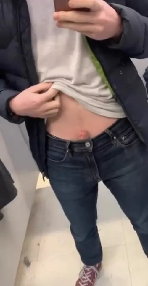 Tucked up and poking out in the changing rooms