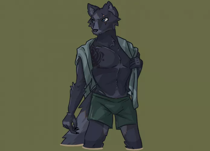 Twist the Wolf dries off from a swim! A portrayal of for my new friend u/funky_hellfire's fursona! Hope you love it as much as I loved making it!