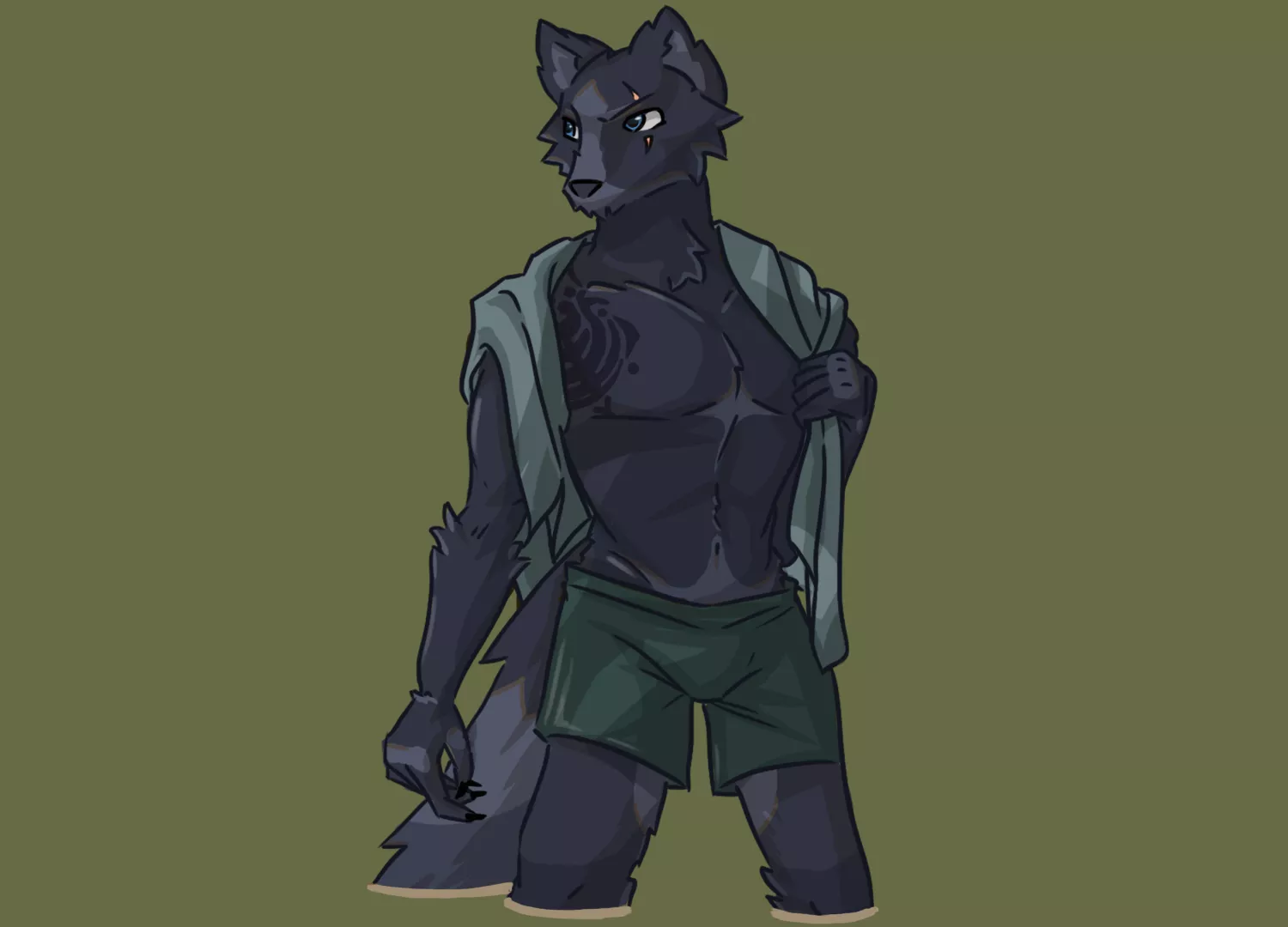 Twist the Wolf dries off from a swim! A portrayal of for my new friend u/funky_hellfire's fursona! Hope you love it as much as I loved making it!