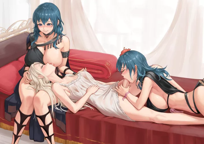 Two Byleths taking care of Futa Edelgard (@zero_0a)