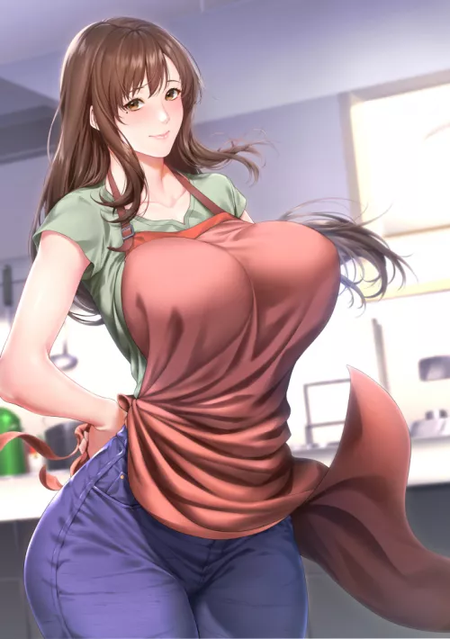 Tying her Apron