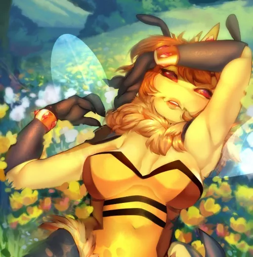 Very sweet commission done! Dont you think bees are just the cutest? ❤ artwork done by me, @moonabel on FA!