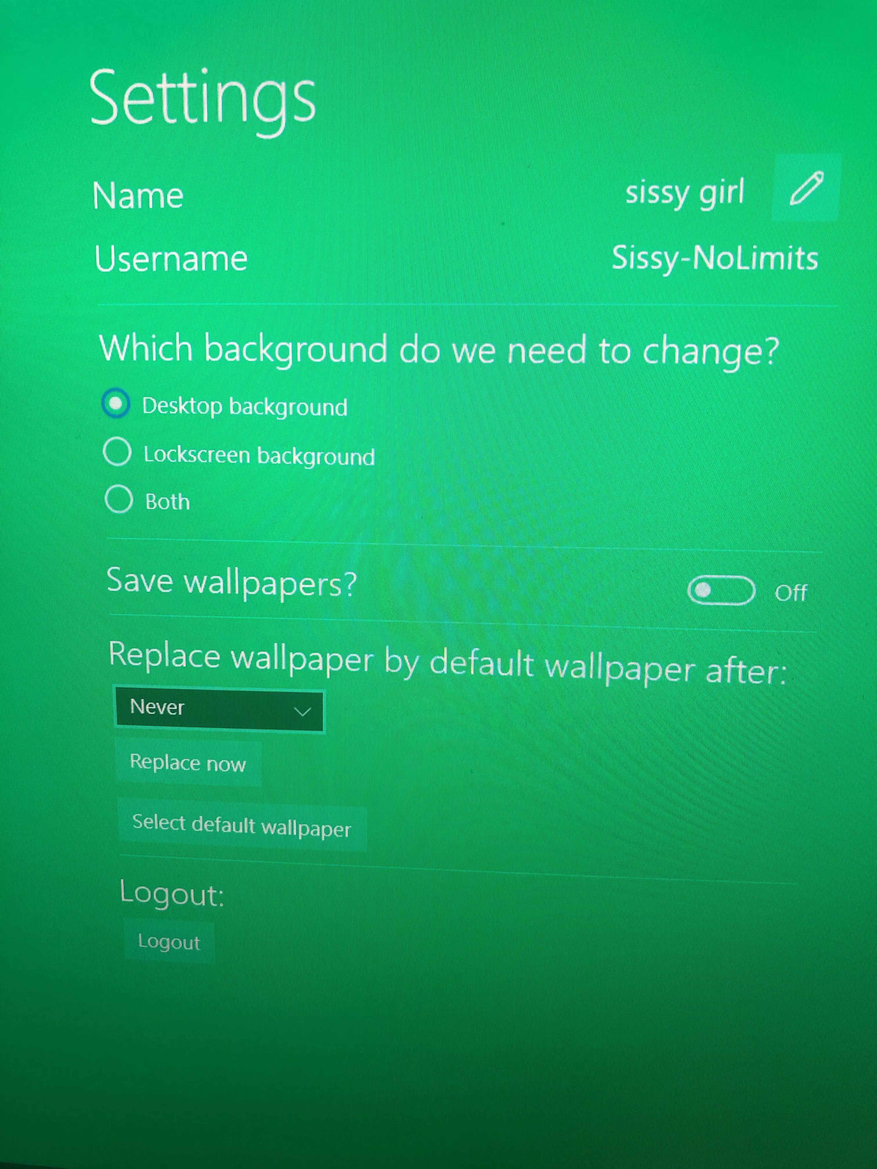 Wallclaimer, change this sissy’s background so she is reminded of her new lifestyle