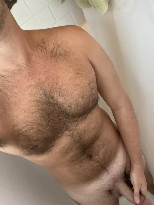 Washing off after a balls sunning session