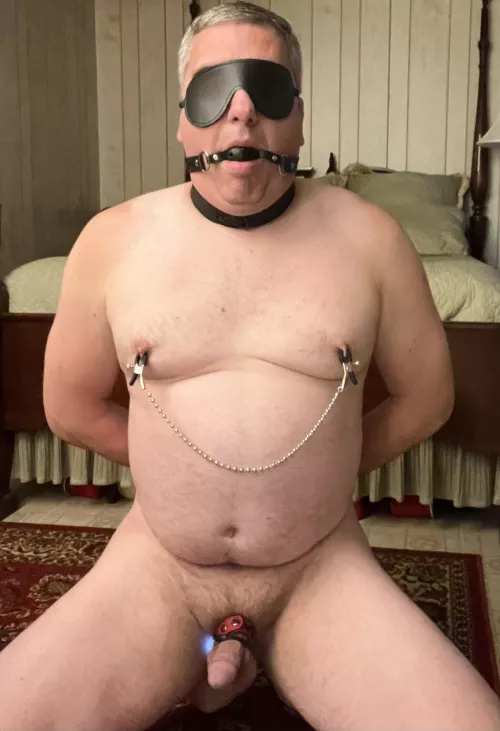 What would you do if you found me like this… arms and legs cuffed wearing a vibrating cock ring.