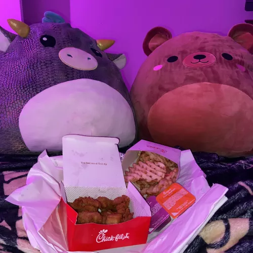 What’s everyone having for dinner tonight? We were out running BORING errands, but babe got me some nuggies on the way home. Also, how cute are Marty & Omar?! 🥰
