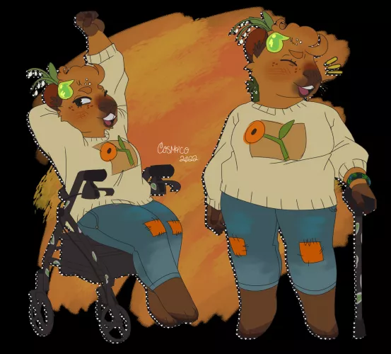 where are my fellow disabled furries at? 🤔 here's my boy juice with his good ol' mobility aids