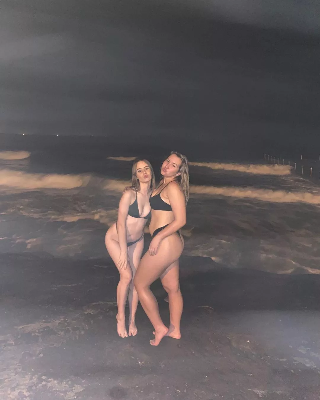 which blonde in a black bikini?