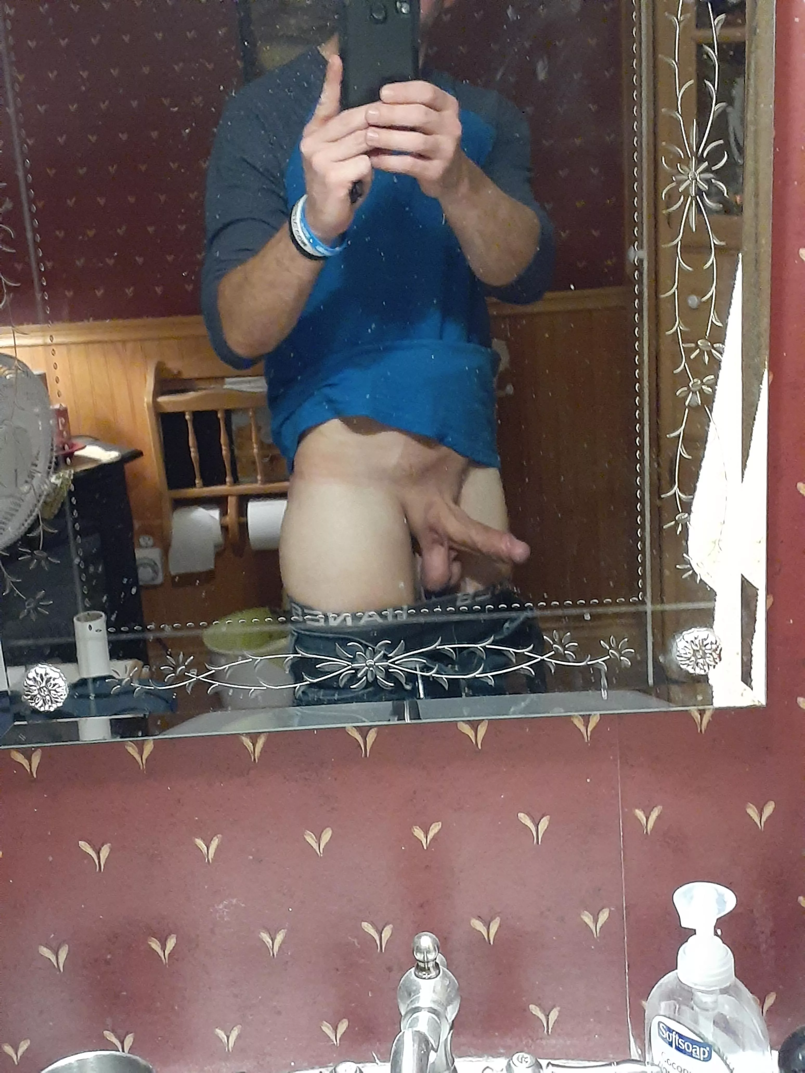 Who has a mouth I can put my big fat cock in while they play with my big loaded balls!