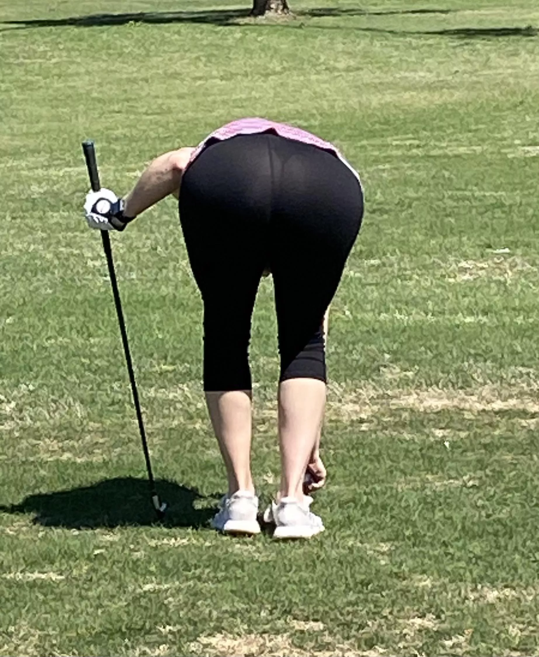 Wife’s see thru leggings while golfing.