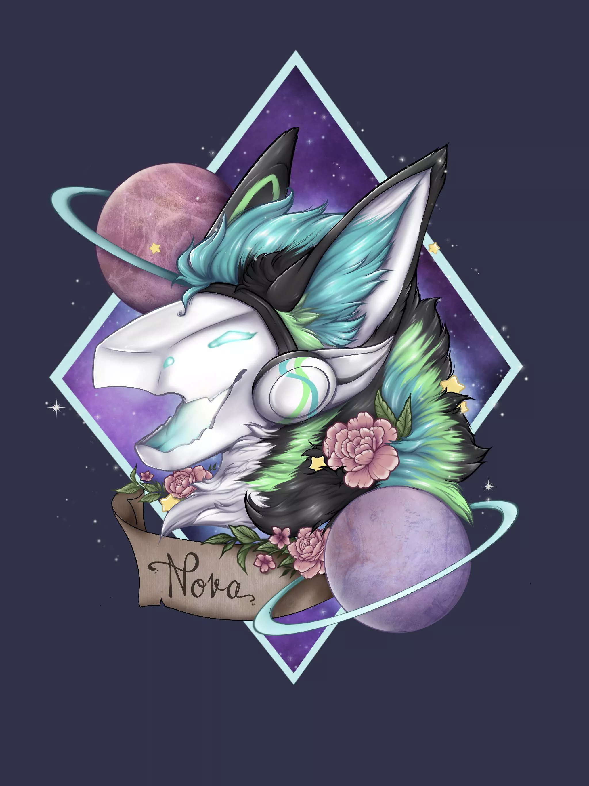 Wonderful art of my protogen, Nova! Art by @luckycat_creations on insta!