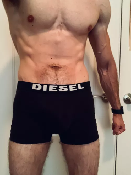 Working out the legs today and they are definitely getting bigger. [M]aybe will post the back view next time to show off the glutes.