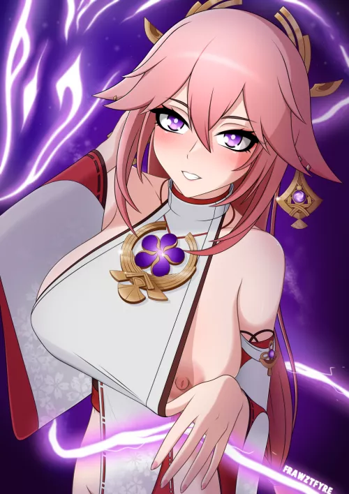 Yae giving a peek (FrawztFyre)