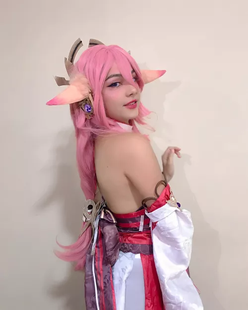 yae miko cosplay from genshin impact by cyberr3lf