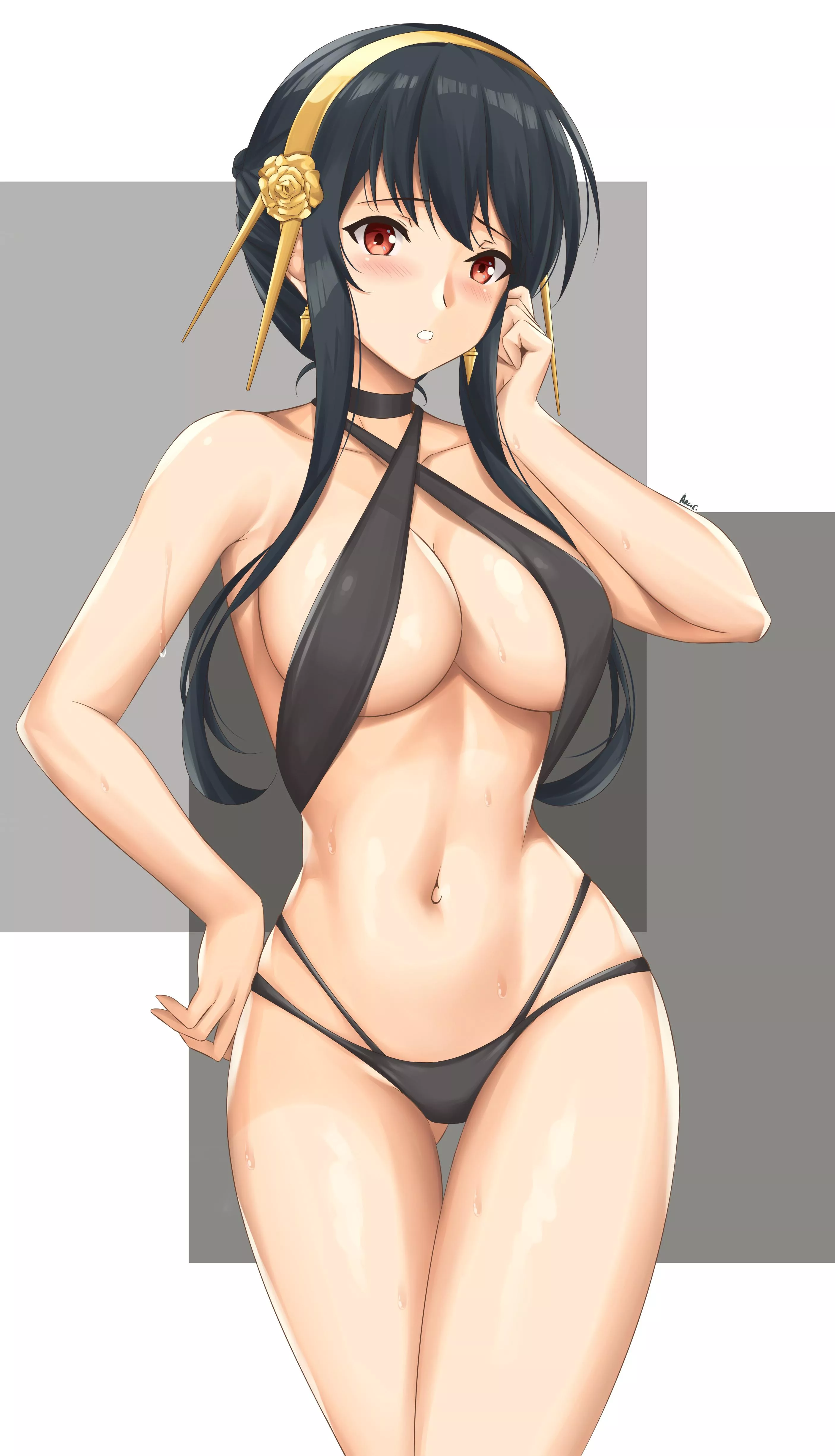 Yor showing off her body