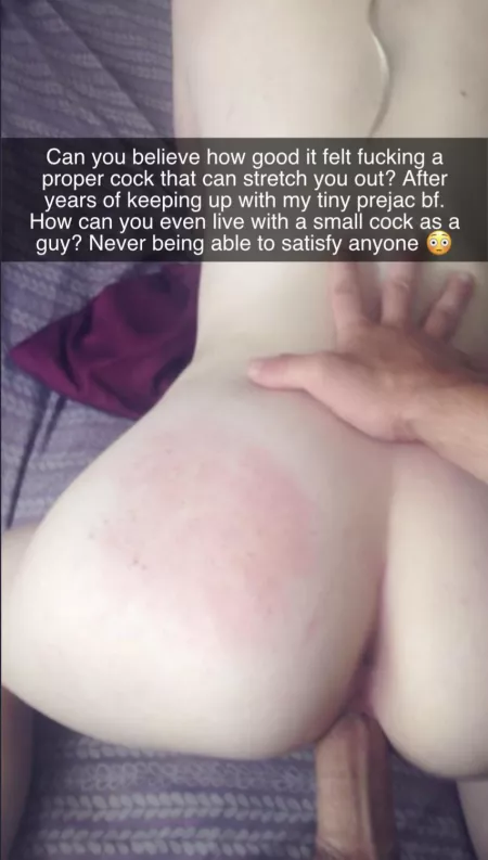 Can you believe how good it felt fucking a proper cock that can stretch you out? After years of keeping up with my tiny prejac bf. How can you even live with a small cock as a guy? Never being able to satisfy anyone Can you believe how good it felt fucking a proper cock that can stretch you out? After years of keeping up with my tiny prejac bf. How can you even live with a small cock as a guy? Never being able to satisfy anyone