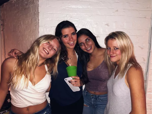 Four friends at a party Four friends at a party