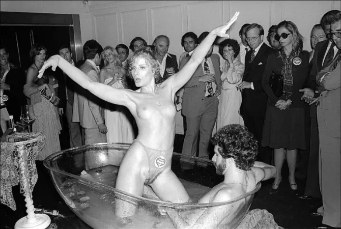 Gloria Leonard, Purple Adult Magazine, Studio 54 Party. October of 1977. Gloria Leonard, Purple Adult Magazine, Studio 54 Party. October of 1977.