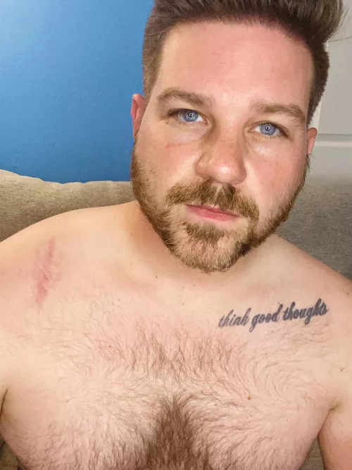 The chest hair looks good today. Keeping me warm from the cold! The chest hair looks good today. Keeping me warm from the cold!
