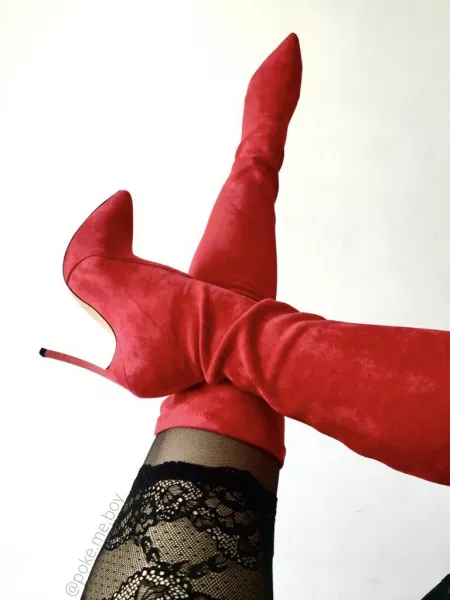 Those black stockings and red boots will drive you crazy Those black stockings and red boots will drive you crazy