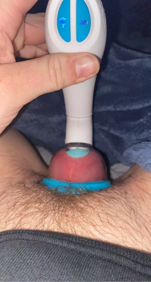 Put my little vibe inside of my pussy pump this morning. I think I need a bigger cup!