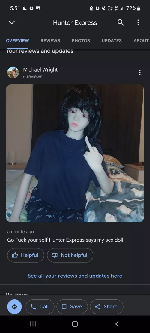 hunterexpress.com.au is a terrible courier company to use to ship better to use Australian post or Toll or TnT or any other reliable courier service 🤔 seller was good to give full refund for the miss placed sex doll as I guess one of hunter express em