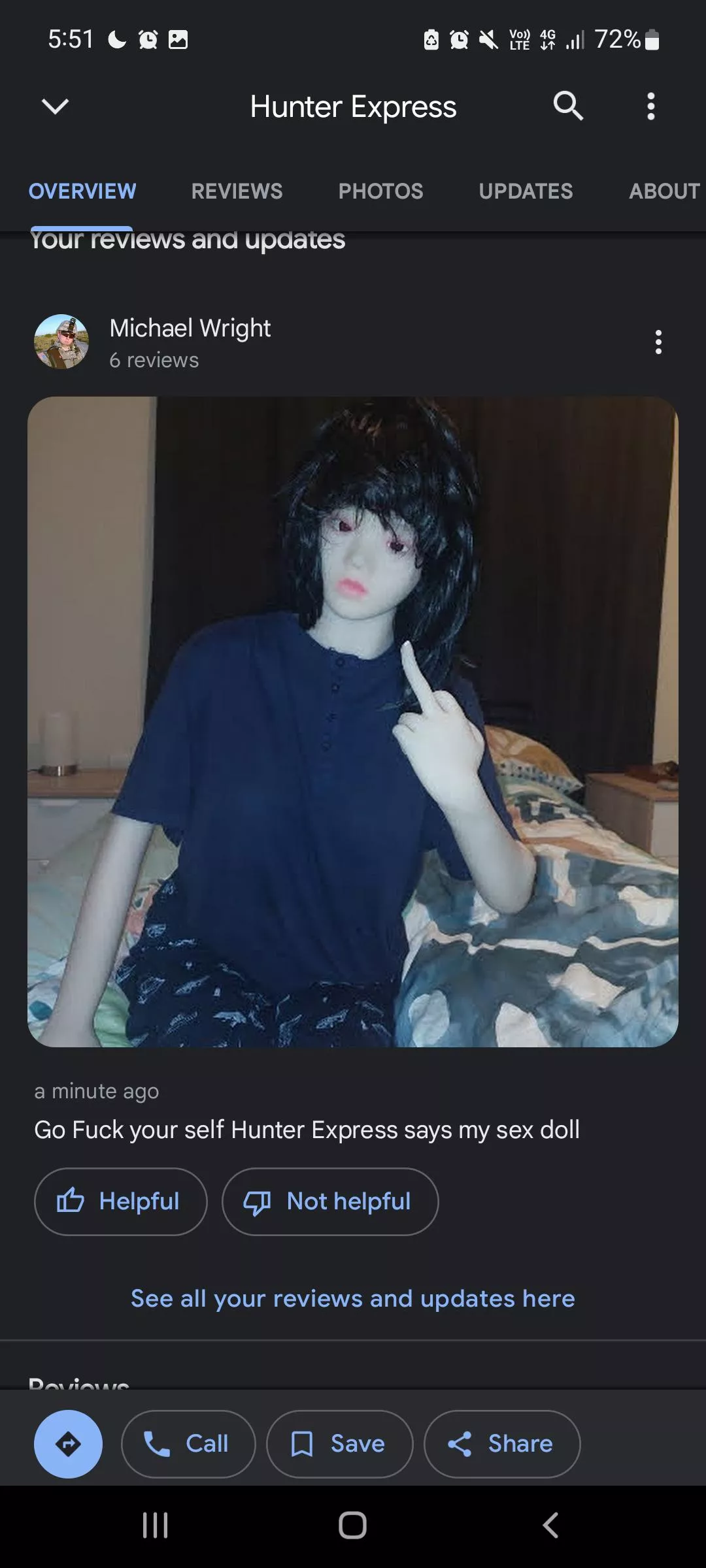 hunterexpress.com.au is a terrible courier company to use to ship better to use Australian post or Toll or TnT or any other reliable courier service 🤔 seller was good to give full refund for the miss placed sex doll as I guess one of hunter express em