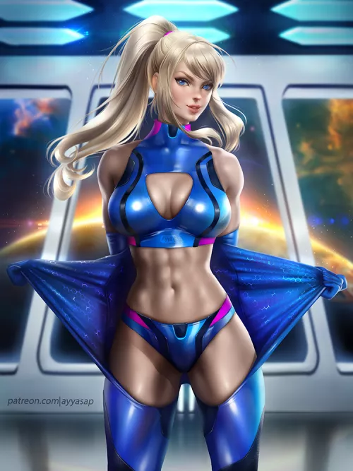 Samus removes her suit Goatse-style [AyyaSAP on DeviantArt]