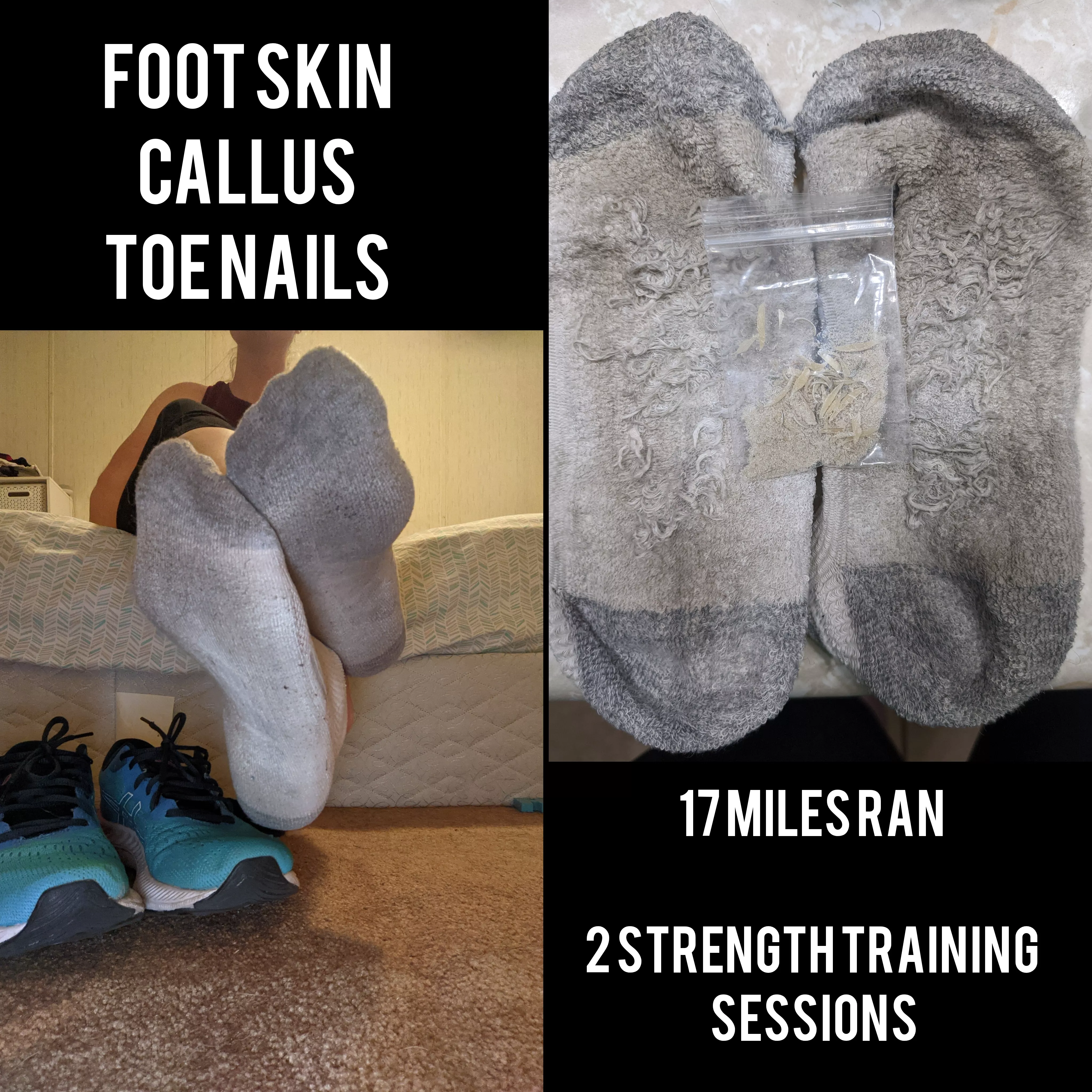 FOOT LOVERS DREAM 🤤 [Selling] this week's socks are available! 17 miles ran plus 2 45 minute strength training lift session. ‼️BAG ADD ON AVAILABLE‼️DM or KIK M3GNIFIC3NT