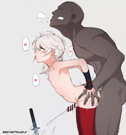 Y-you don't have to be so rough just because I lost the duel! Oh fuck~ 💞