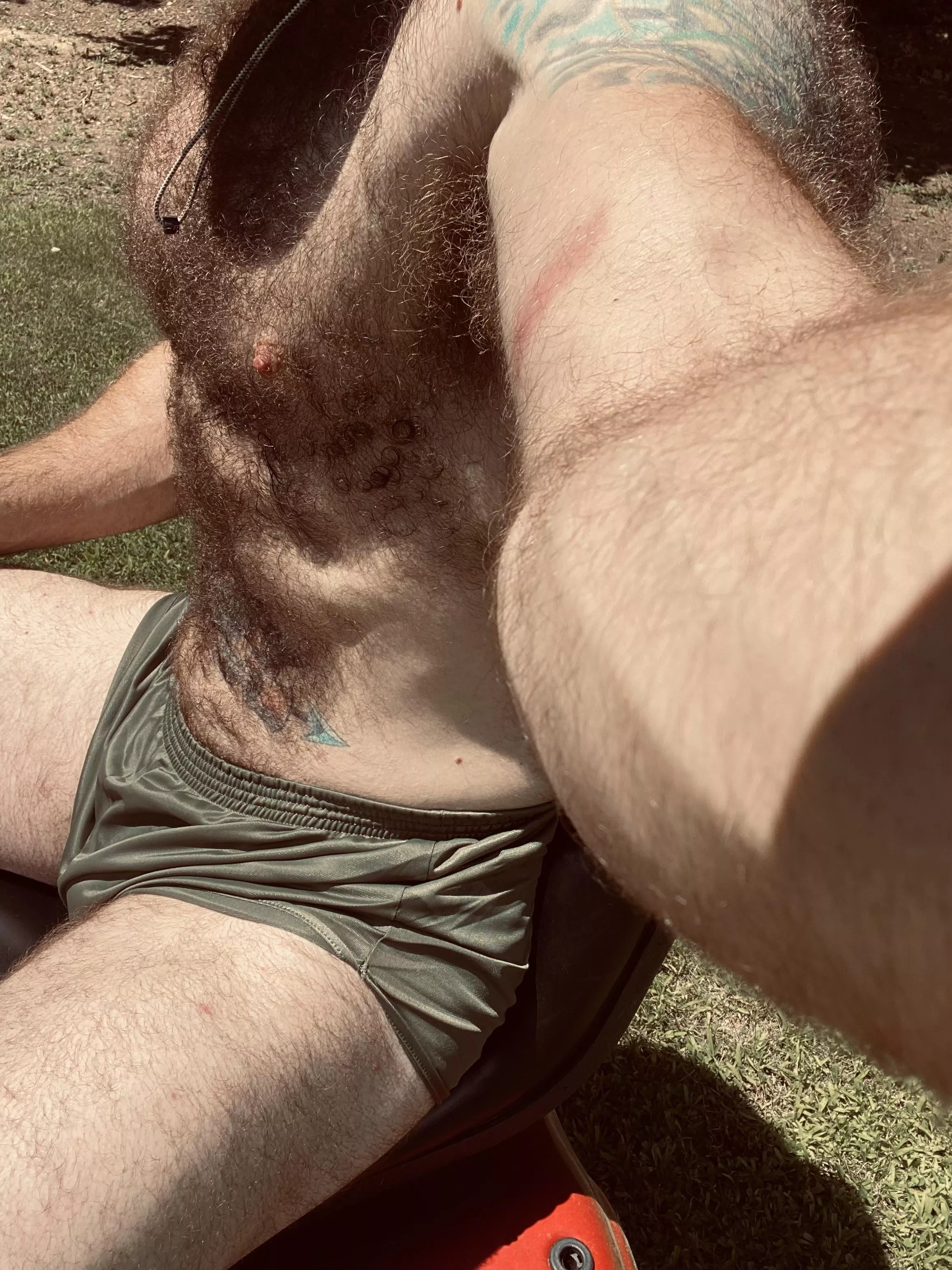 Getting some ☀️ while mowing the yard.