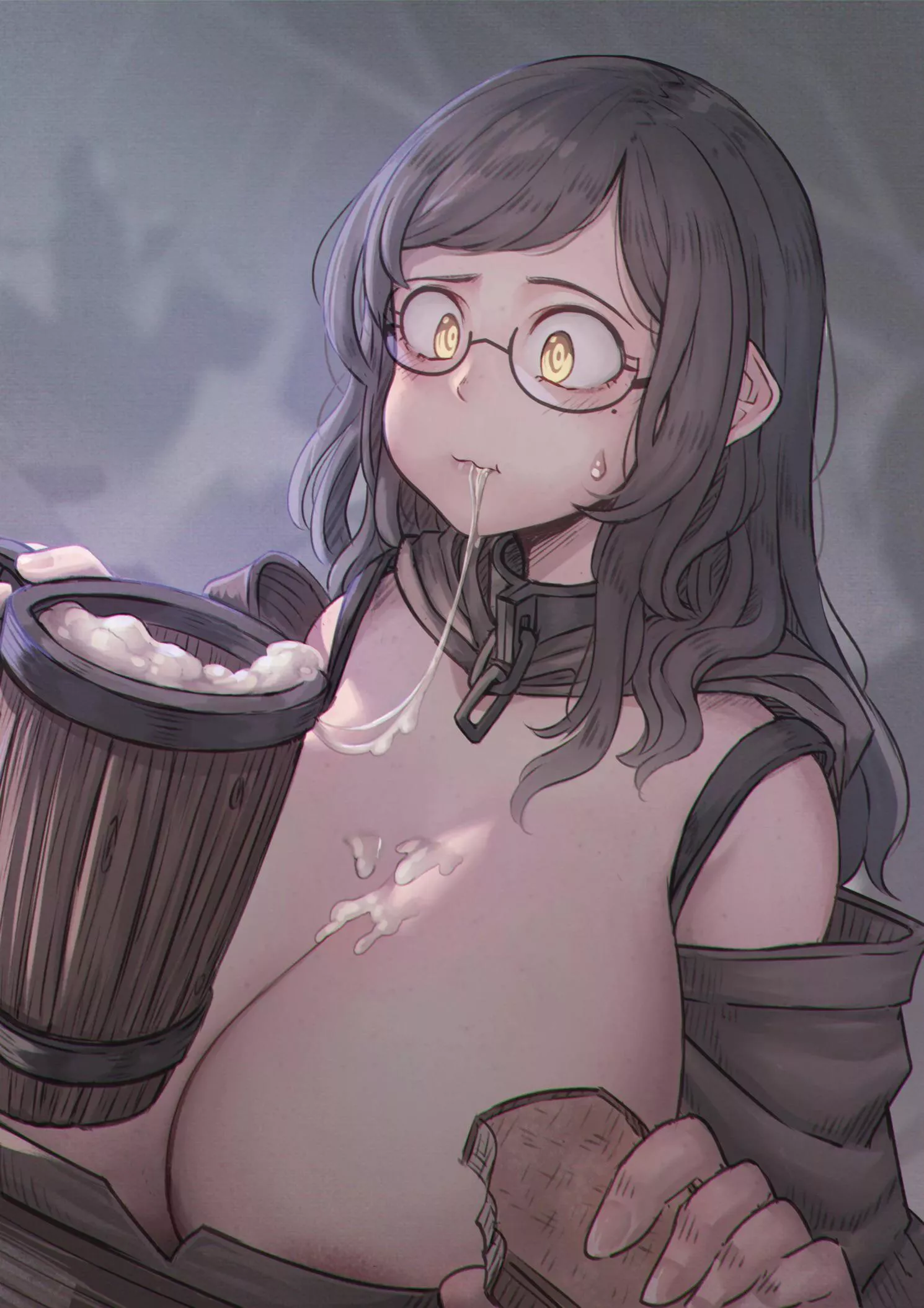 Ahhh ! thanks for my mug of bee- b-but it's not b-beer, I-I deserve b-better than this for my behavior, r-right .. ~ ?