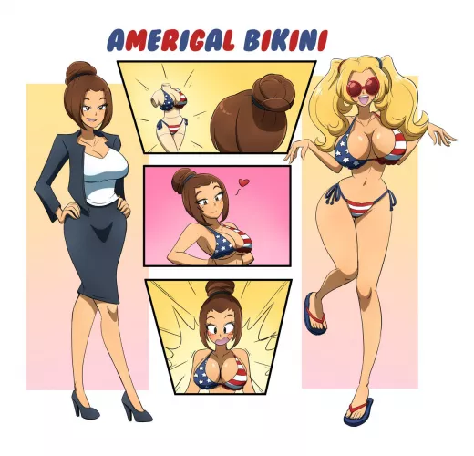 Amerigal Bikini - bimbofication, breast expansion - Kobi-Tfs