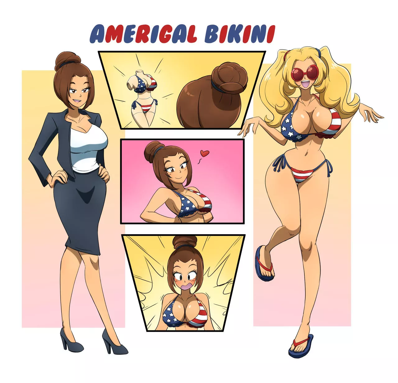 Amerigal Bikini - bimbofication, breast expansion - Kobi-Tfs