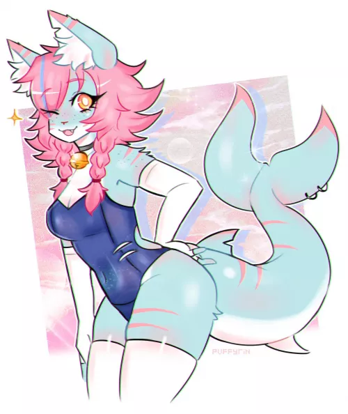 Finished a drawing of my OC Aqua! 🌊