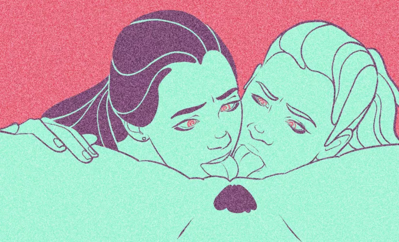 2 sisters thanking mom for showing them how to resolve their differences. (Artist: Mr.Swirly)