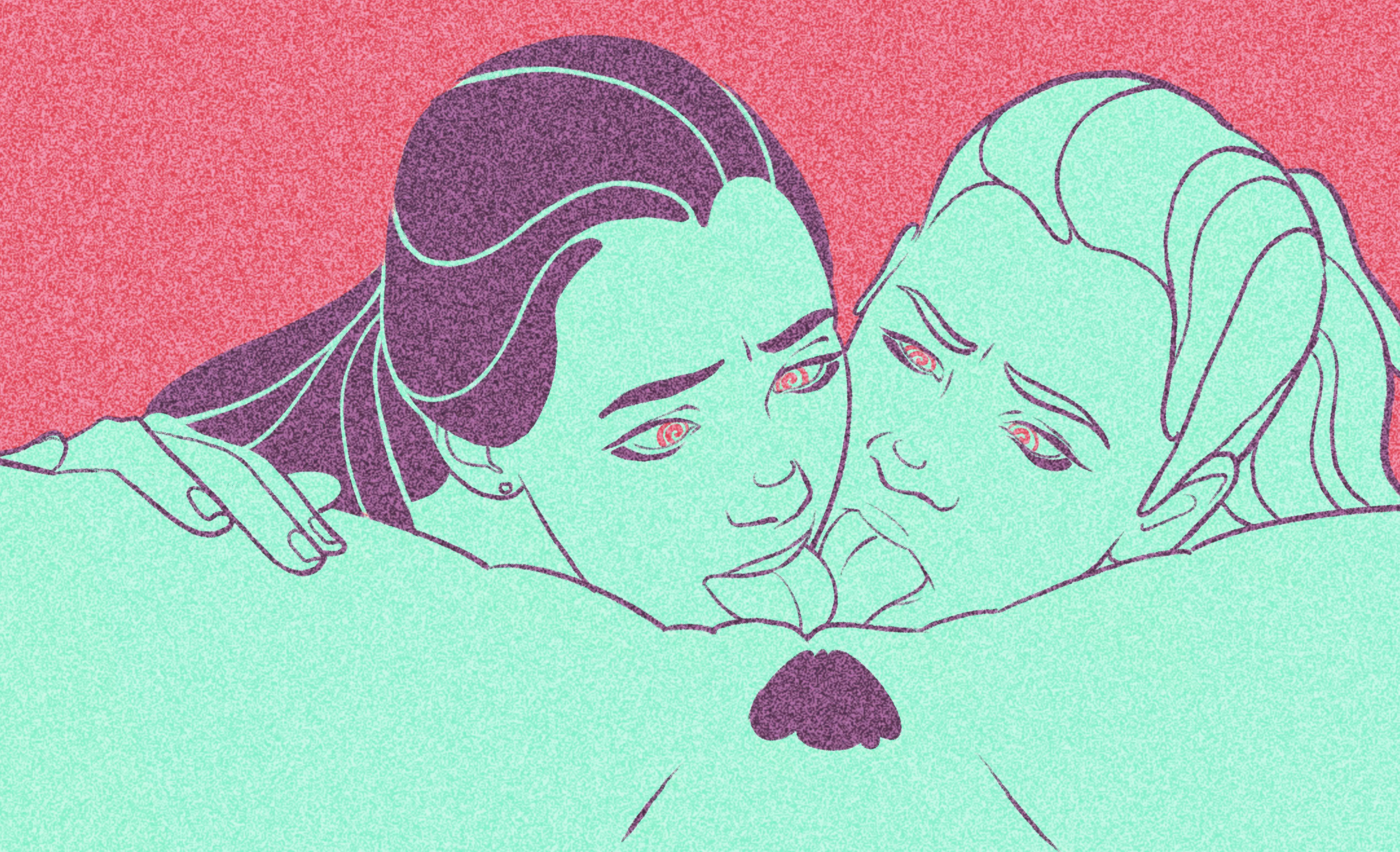 2 sisters thanking mom for showing them how to resolve their differences. (Artist: Mr.Swirly)