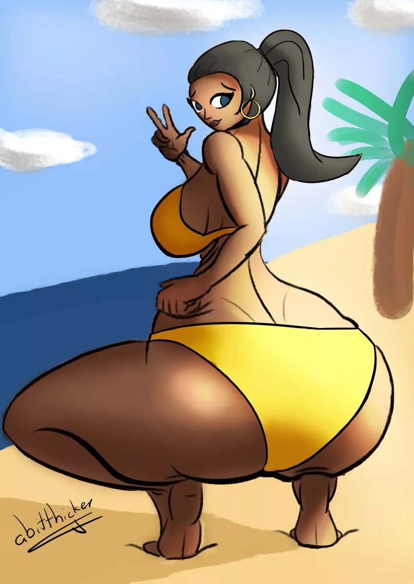 leshawna on the beach by me[abitthicker] (total drama Island)