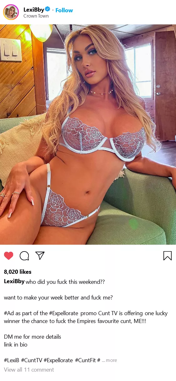 (cuntagram) @LexiBby - #Ad want to fuck me??? dm for details