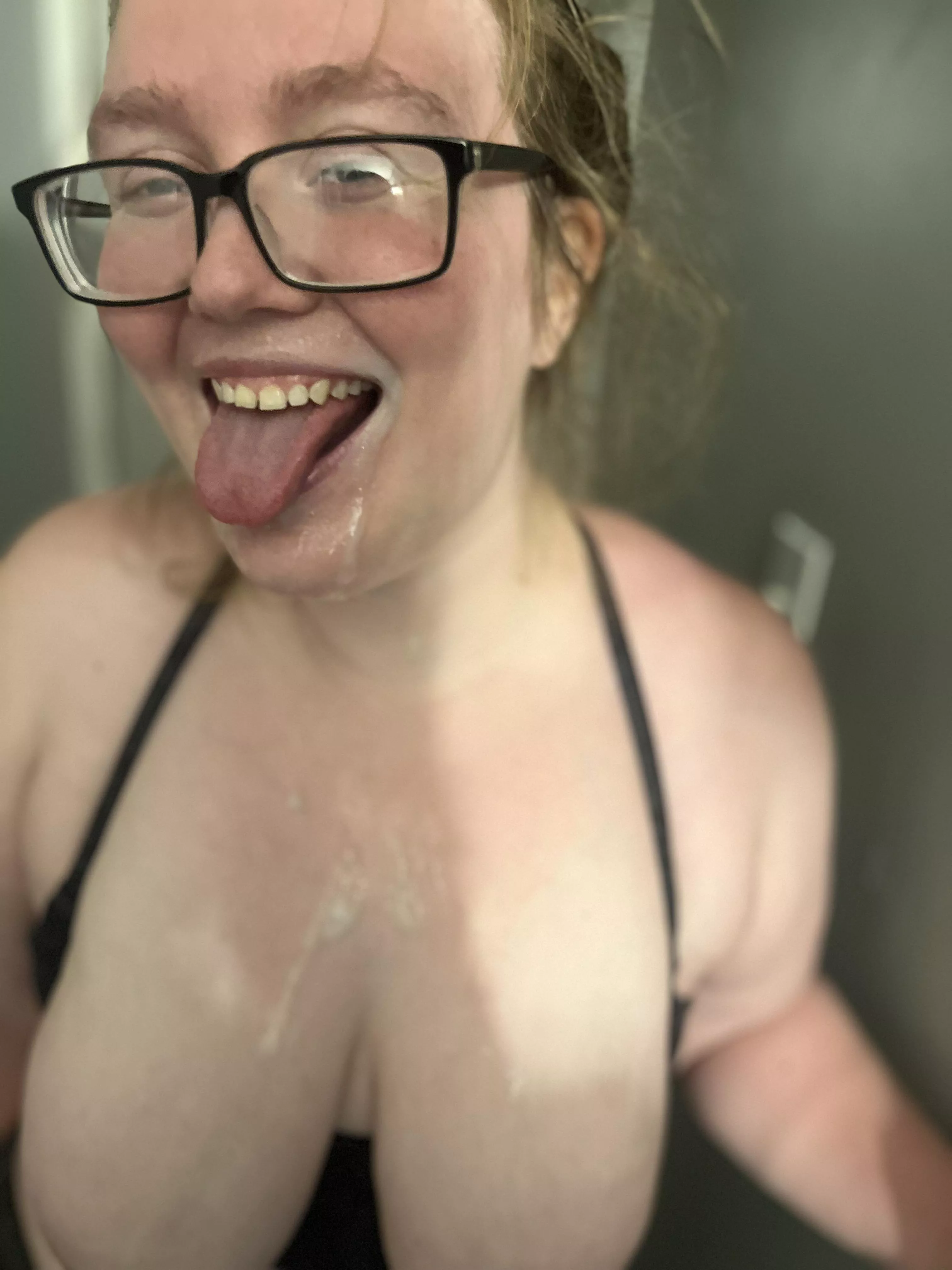 I love getting cum all over my face and titties