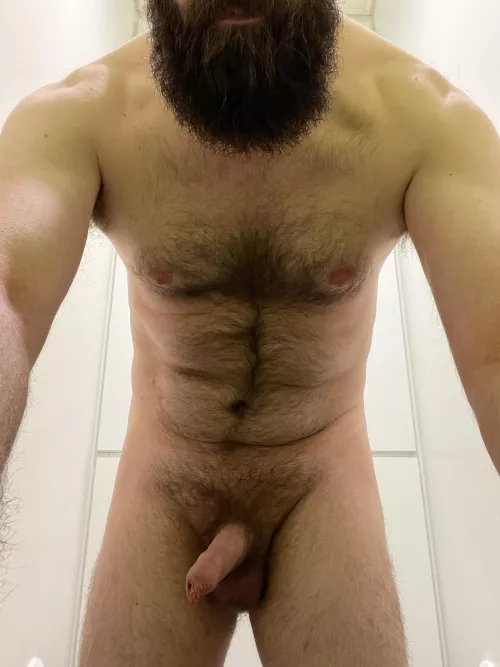 [41] (This was a self-timer fail, but I really like it) A naked, hairy, daddy bod looms over you, what do you do?