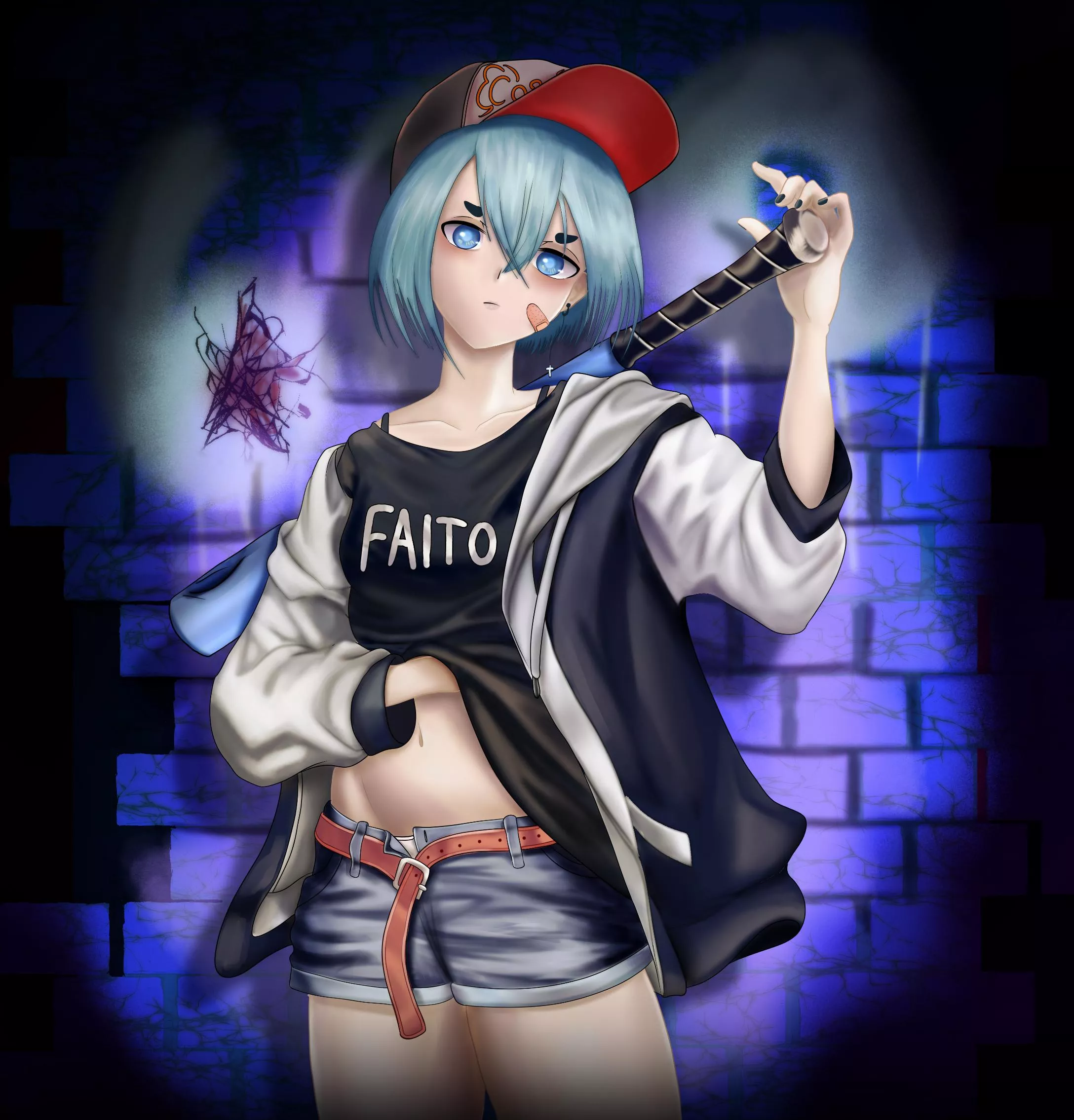 Blue haired bombshell