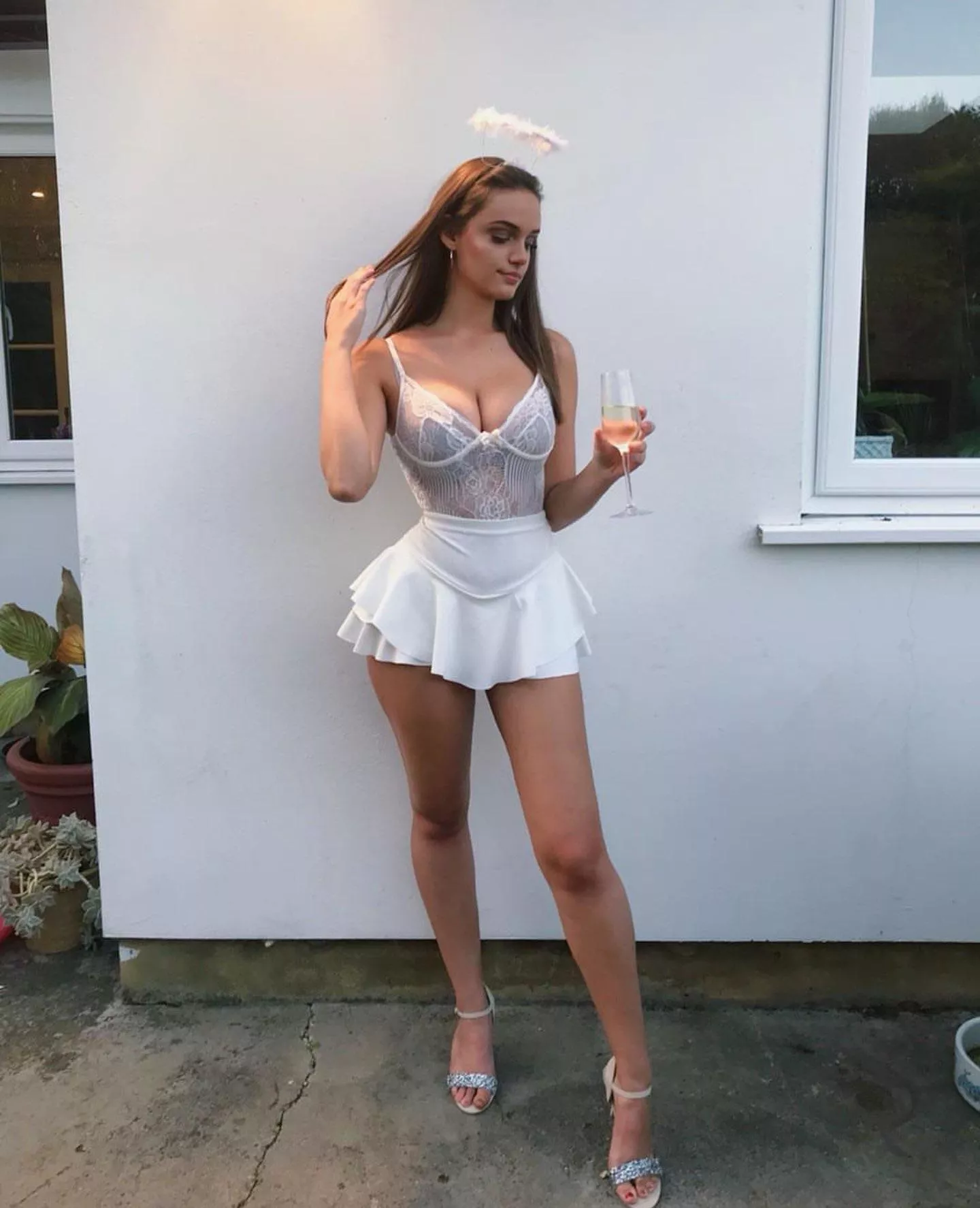 Enjoying a fizzy wine