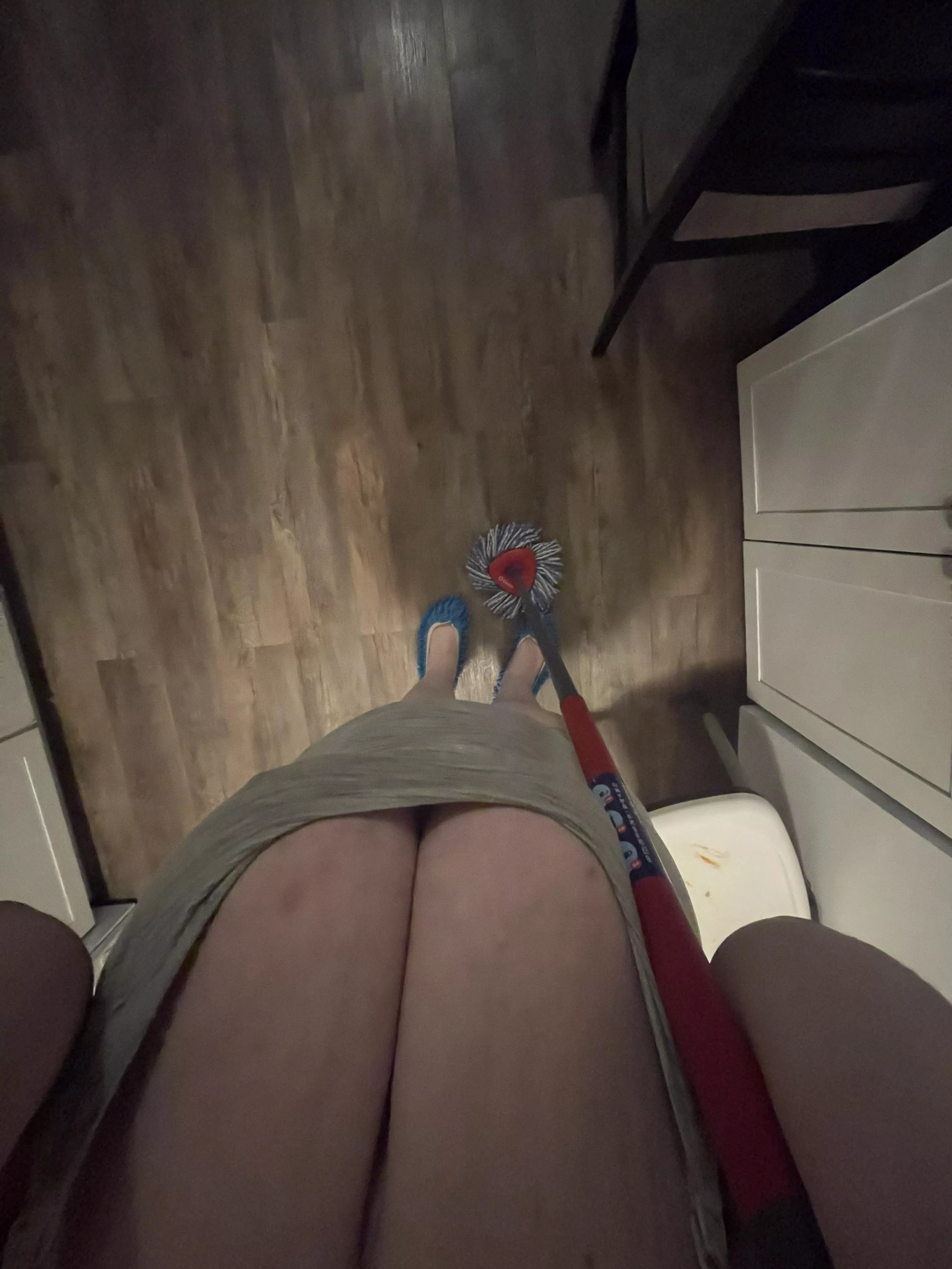 Late night mopping In my undies. 😈 bend me over and fuck me once I’m done?