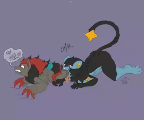 {request} Help find the art, there is a vore video on YouTube with Luxray eating a zoroark but the video is low quality and YouTube compression didn’t help, so I want to remaster these but can’t find the colored art used in the video.