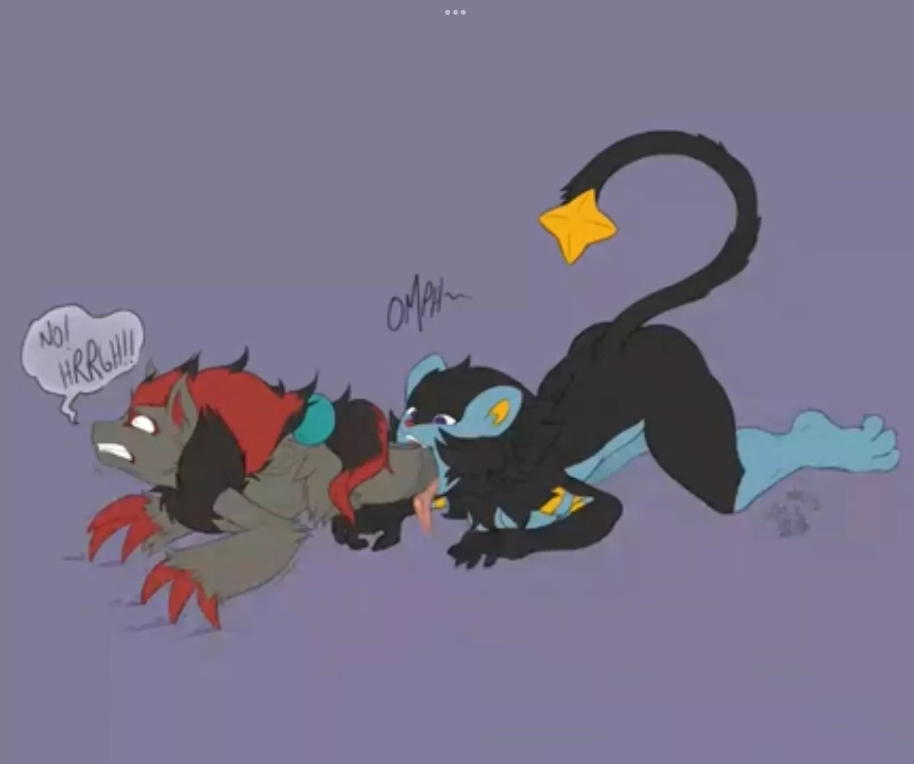 {request} Help find the art, there is a vore video on YouTube with Luxray eating a zoroark but the video is low quality and YouTube compression didn’t help, so I want to remaster these but can’t find the colored art used in the video.