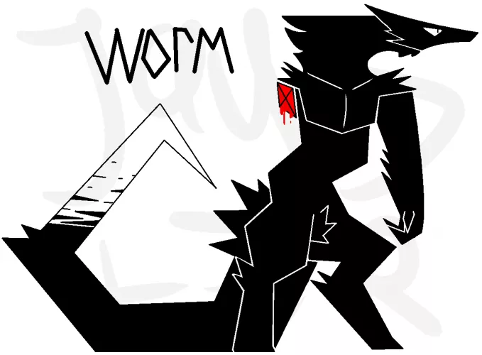 Meet Worm! While originally the arm was a crop, I liked it so much it now has only 1 arm, and a blood arm that it can form sometimes! Worm is a 10ft tall gentle beast and i love it so much. Drawn by me
