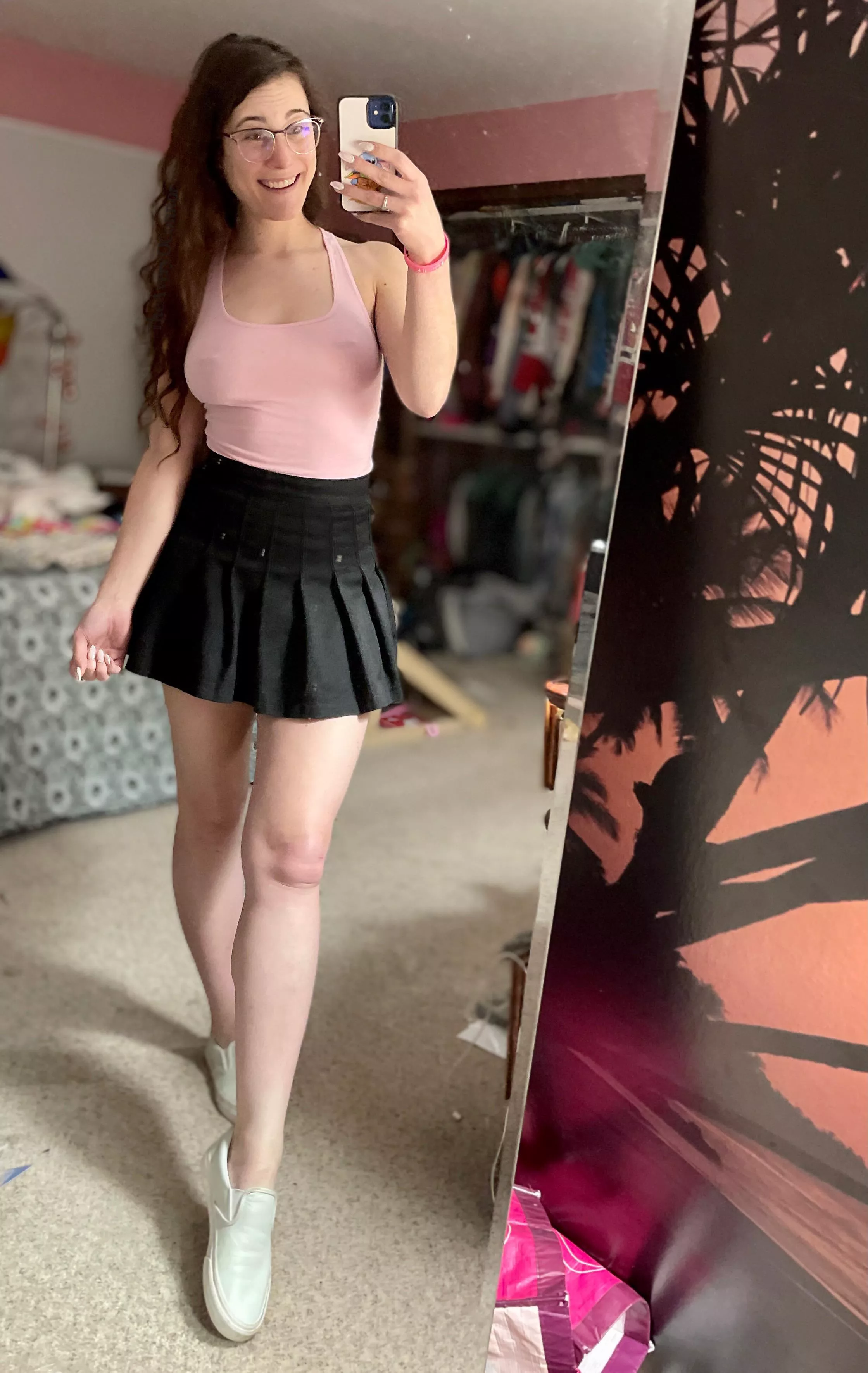 There’s nothing like a short pleated skirt to transform any comfy look into a cute fit!